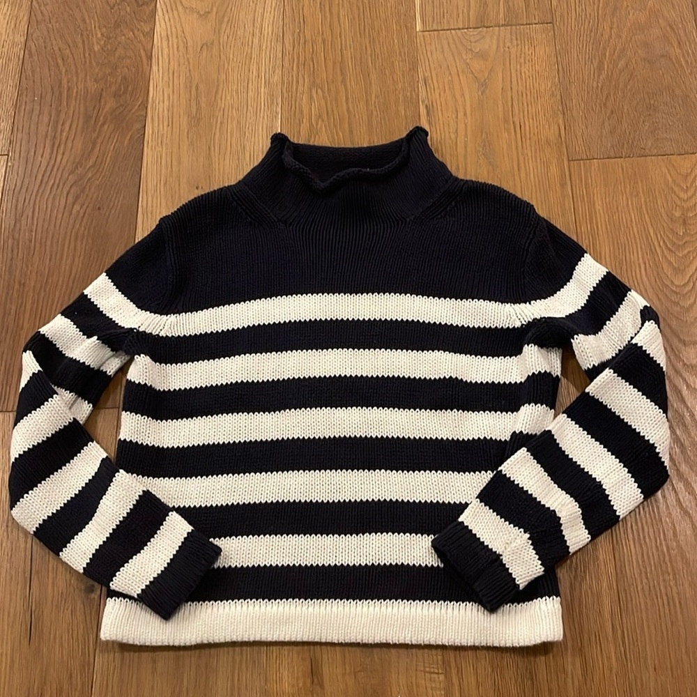 J Crew Roll Neck Crop Striped Sweater - XXS